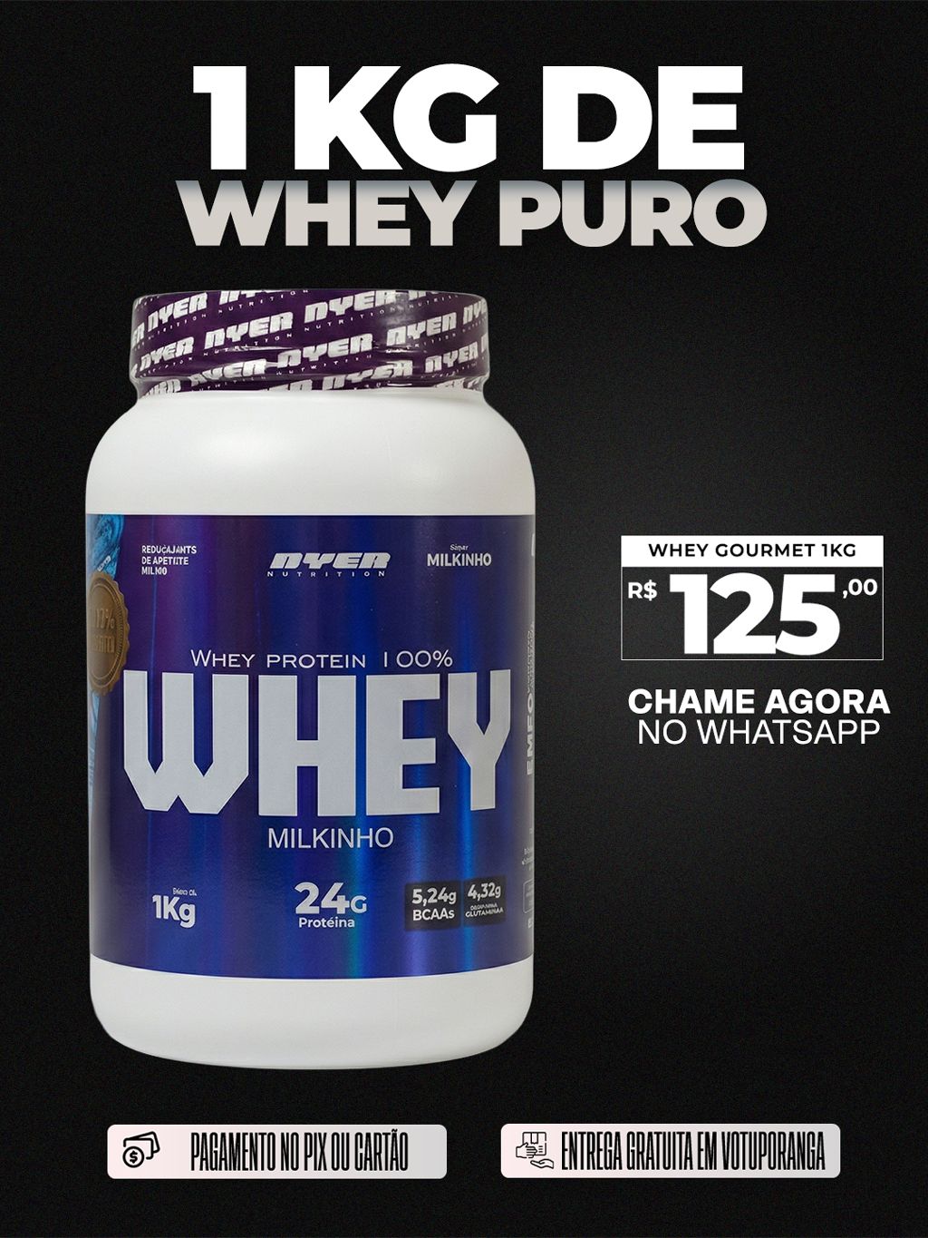 Whey Gourmet Nyer 1kg R$125,00 - NF Suplementos Votuporanga